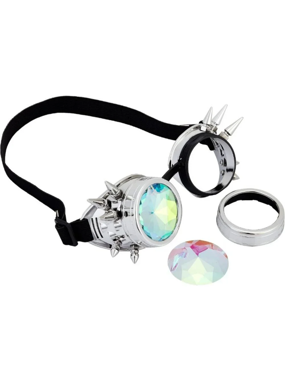 Kaleidoscope Spiked Goggles with Adjustable Straps | Crystal Lenses for Cosplay